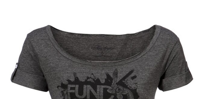 Dámské tmavě šedé melírované tričko Fundango s potiskem
