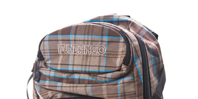 Hnědý batoh Fundango s kostkovaným potiskem
