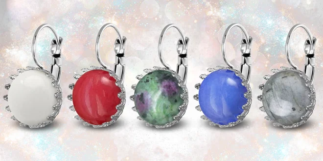 Ocelové náušnice Gemstone s přírodními kameny