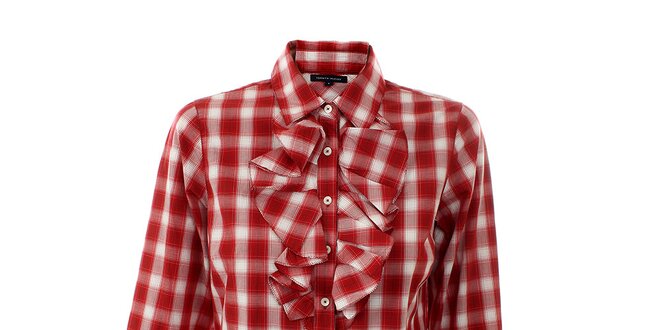 Dámská červeno-bílá kostkovaná košile s fiží Tommy Hilfiger