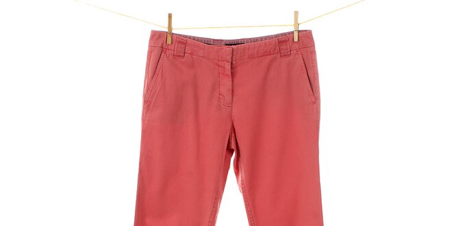Dámské korálově červené plátěné kalhoty Tommy Hilfiger