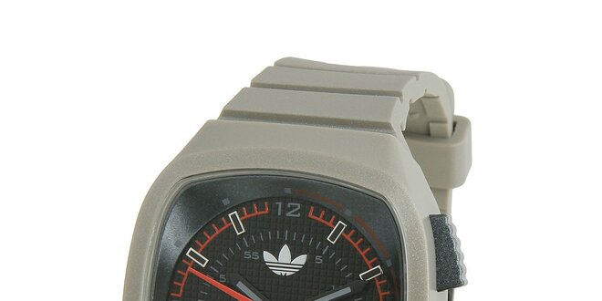 Světle šedé silikonové hodinky Adidas s metalickým odleskem