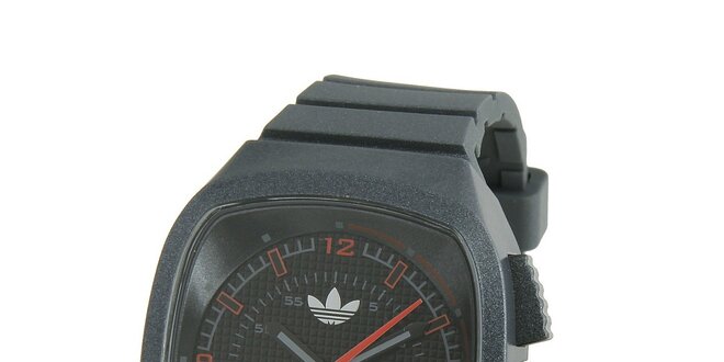 Tmavě šedé silikonové hodinky Adidas s metalickým odleskem