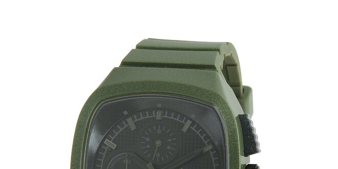 Tmavě zelené silikonové hodinky Adidas s metalickým odleskem