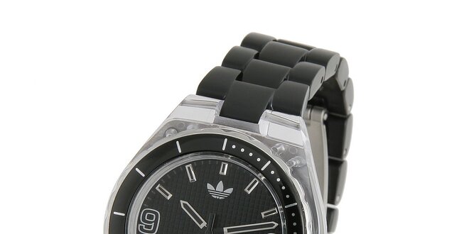 Dámské černé hodinky Adidas s transparentními detaily