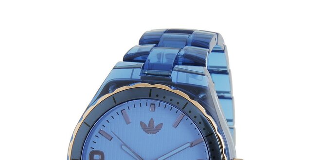 Dámské tmavě modré transparentní hodinky Adidas se zlatými detaily