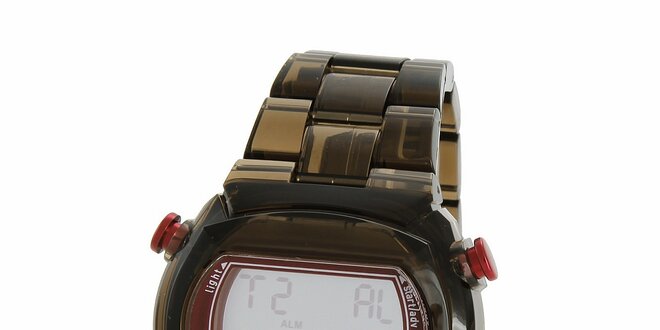 Černé transparentní digitální hodinky Adidas s růžovými detaily