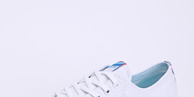 Dámské plátěné bílé tenisky Lacoste s barevným proužkem