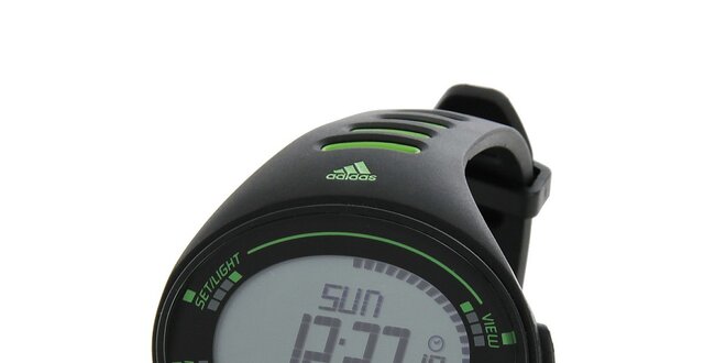 Pánské černé sportovní hodinky Adidas se zelenými detaily