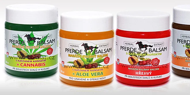 Nabitý balíček 4 koňských mastí s cannabis i aloe vera