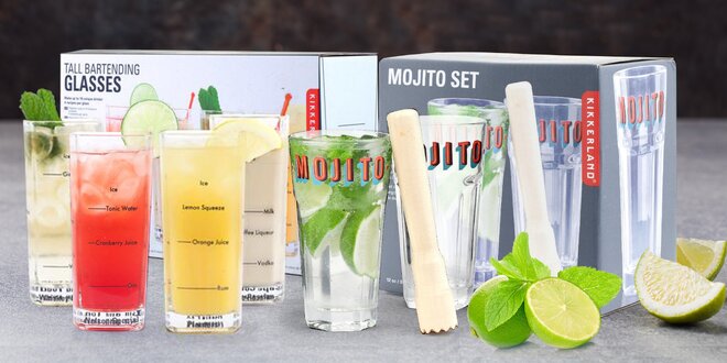 Barmanské sklenice i set na mojito a jiné drinky