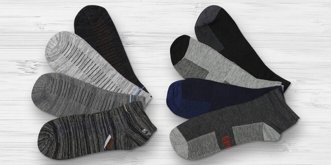 12 párů pánských kotníkových ponožek, vel. 40–47