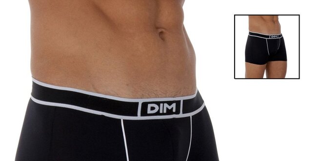 Dvoje pánské černé boxerky DIM s bílými detaily