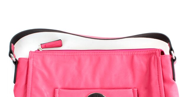 Dámská sytě růžová kabelka s vnější kapsou United Colors of Benetton