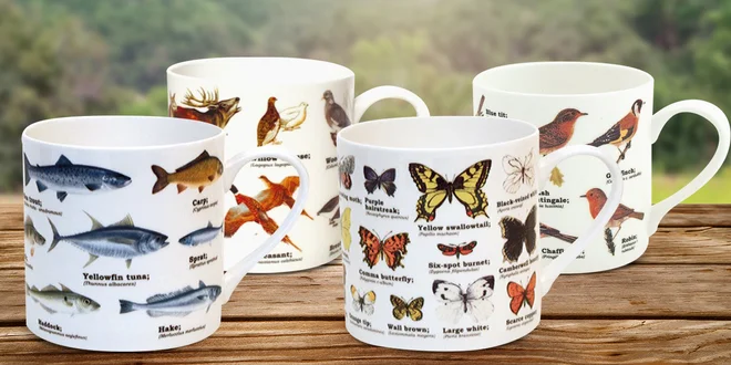 Porcelánové hrnky s motivy zvěře i květin