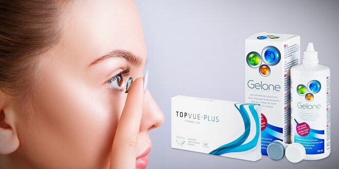 Měsíční kontaktní čočky TopVue Plus a roztok Gelone