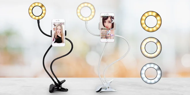Selfie držák na telefon s profi LED osvětlením