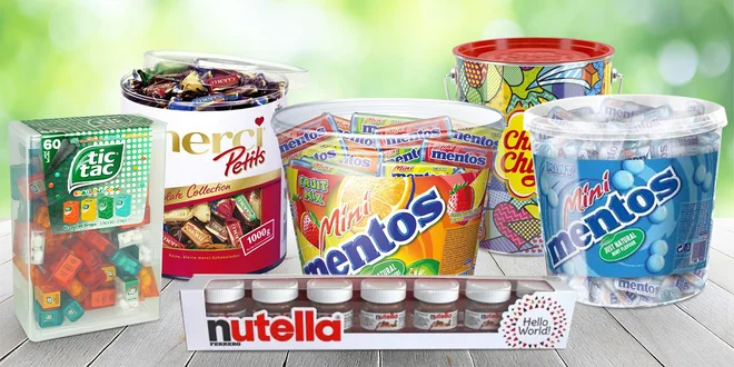 Obří boxy cukrovinek: Mentos, Tic Tac i Nutella