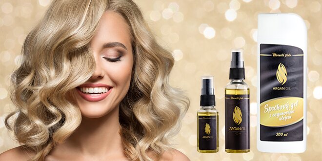 100% arganový olej pro krásné vlasy i sprchový gel