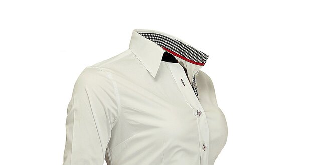 Dámská bílá košile s kostičkovanými detaily Pontto