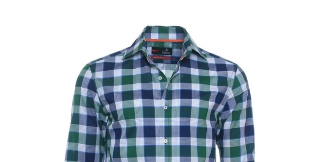 Pánská modro-zelená kostkovaná košile Pontto