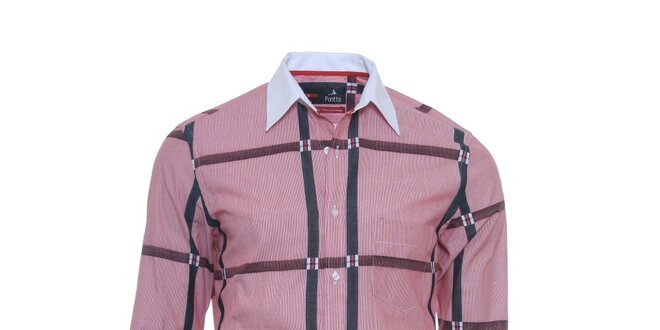 Pánská růžová košile s originálními detaily Pontto