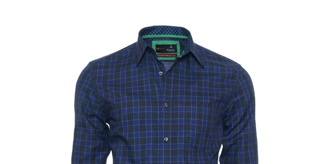 Pánská černo-modrá kostkovaná košile z limitované kolekce Pontto