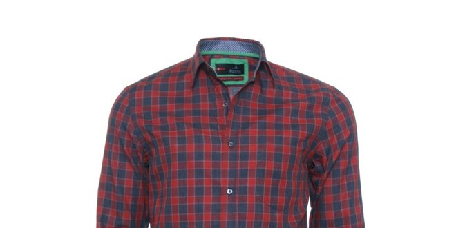 Pánská červeno-šedá kostkovaná košile z limitované kolekce Pontto