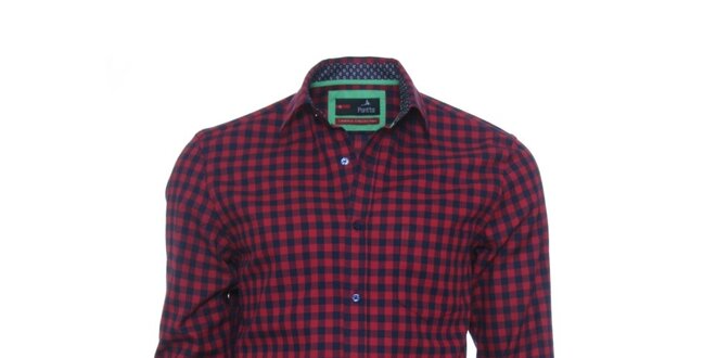Pánská červeno-černá kostkovaná košile z limitované kolekce Pontto