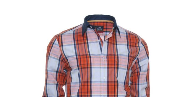 Pánská modro-oranžová košile s károu Pontto