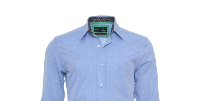 Pánská světle modrá košile s jemným vzorkem Pontto