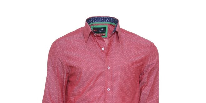 Pánská korálově červená košile s jemným vzorkem Pontto
