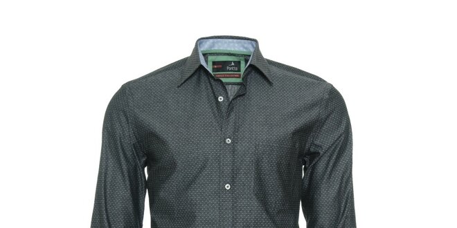 Pánská antracitově šedá košile s jemným vzorkem Pontto