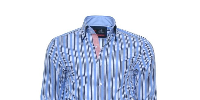 Pánská modro-bíle pruhovaná košile Pontto s kontrastní légou