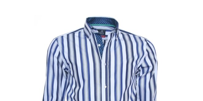Pánská bílá košile Ponto s modrými pruhy