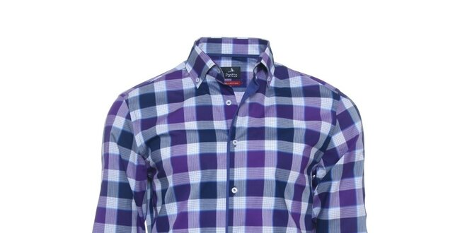 Pánská modro-fialově kostkovaná košile Pontto