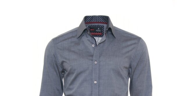 Pánská šedá košile Pontto s kytičkovanými detaily