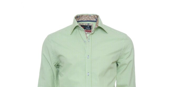 Pánská světle zeleně kostičkovaná košile Pontto