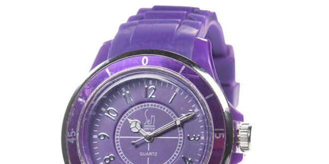 Dámské fialové analogové hodinky s luminiscenčními ručičkami Senwatch