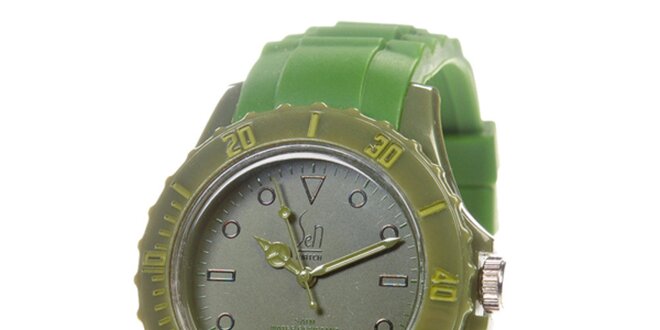 Zelené analogové hodinky s minerálním sklíčkem Senwatch