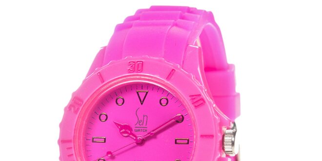 Růžové analogové hodinky s minerálním sklíčkem Senwatch