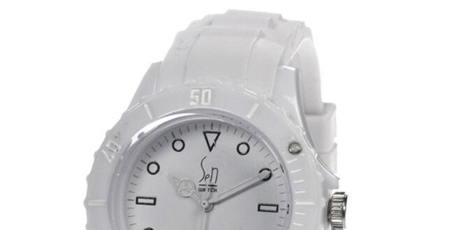 Bílé analogové hodinky Senwatch