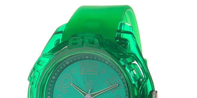 Zelené analogové hodinky s ocelovým pouzdrem Senwatch