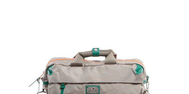 Béžová cestovní taška se zelenými detaily Tommy Hilfiger