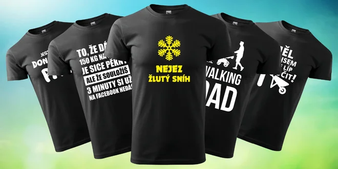 Pánská černá trička s vtipnými potisky