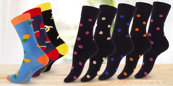 3 nebo 5 párů dámských ponožek v několika vzorech