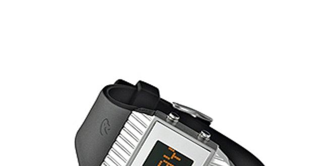 Černo-stříbrné digitální hodinky Replay