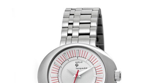 Dámské stříbrné hodinky s oválným displejem Replay