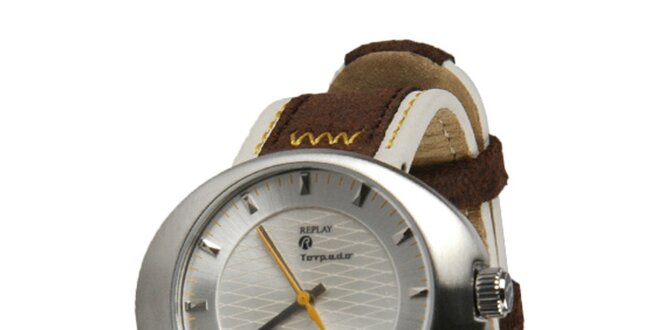 Pánské stříbrné hodinky se žlutou vteřinovkou Replay