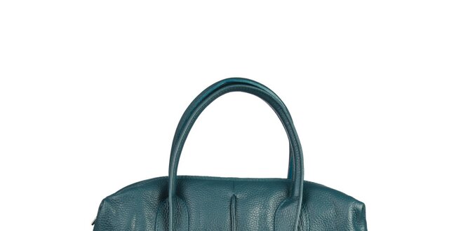 Dámská zeleno-modrá kožená kabelka Made in Italia